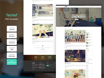 Techef Blog Category Page PSD Web Template banner business design digital education layout marketing modern template web web design website