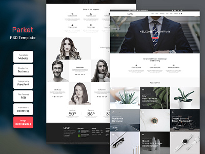 Parket Business Homepage PSD Web Template banner business design digital education layout marketing modern template web web design website