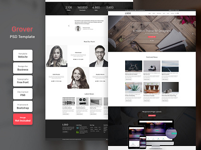 Grover Agency Blog Home PSD Web Template