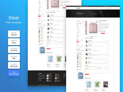 Steal Store Detail Product Page PSD Web Template banner business design digital education layout marketing modern template web web design website