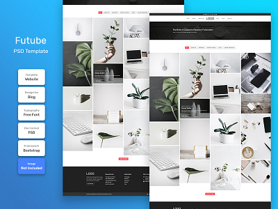 Futube Blog Masonry Category Page PSD Web Template banner business company corporate cover creative design email home promotion template web