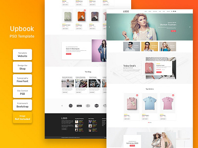 Upbook Fashion Store Homepage PSD Web Template banner business design digital education layout marketing modern template web web design website