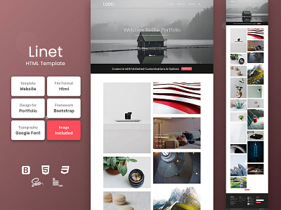 Linet Portfolio HTML Web Template V1.0 bem blog business homepage html personal portfolio sass shop store web website