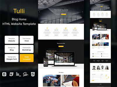 Tulli Blog Home Page HTML Web Template V1.0 bem blog business homepage html personal portfolio sass services page shop web website