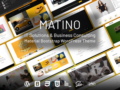 Matino - IT Solutions and Business Consulting Material WordPress animation blog business clean creative design illustration landing page minimal portfolio theme wordpress