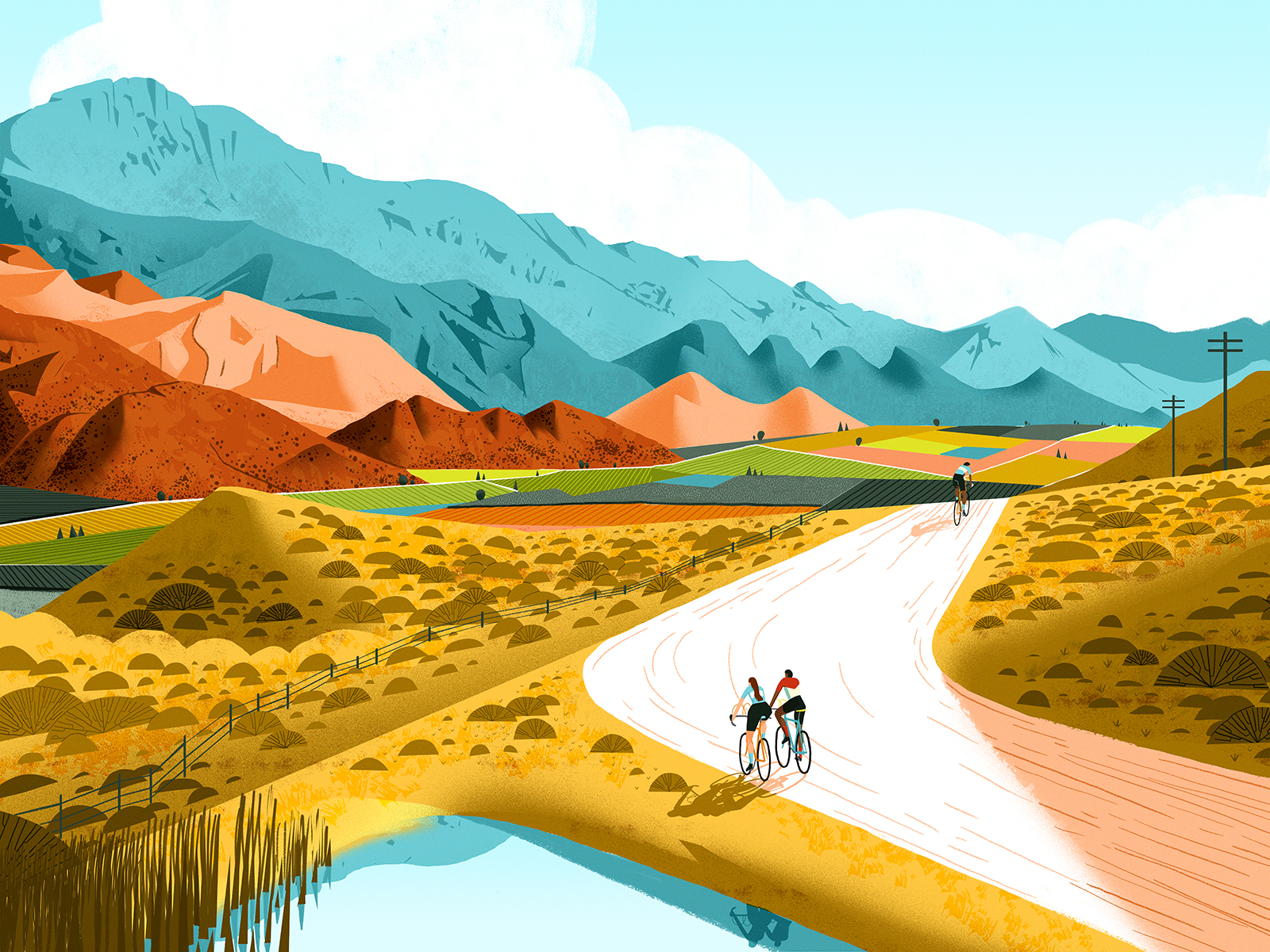 L'Eroica South Africa 2021 bicycle cycling eroica event graphic illustration landscape poster travel vintage