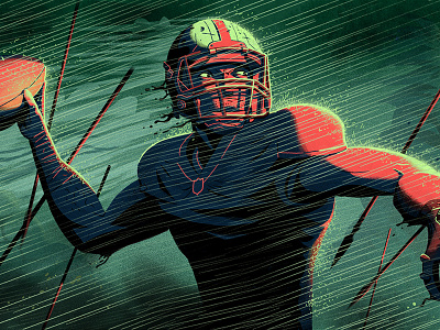 Spearmen art character color dark drawing football glow illustration nfl painting retro sport