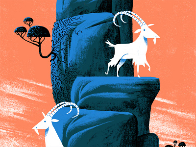 Surveilance Hierarchy climbing. gerhard van wyk goats illustration privacy rocks sureveilance textures tree