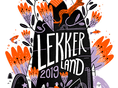 Lekkerland T-shirt Design design fishing flowers illustration music festival photoshop sunbathing texture trout