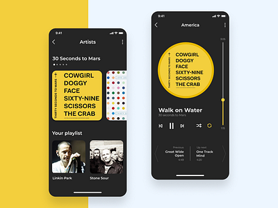 iOS music player app app design dark iphone app music play music