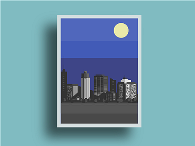Night City ilustration minimalistic night poster