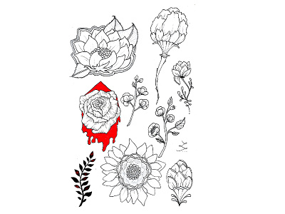 Fleurs design flowers graphic design illustration sketch tattoo design