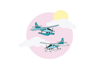 Harbour Plane adobe adobe illustrator airplane airplanes icon sea plane sun rays vancouver island vector artwork
