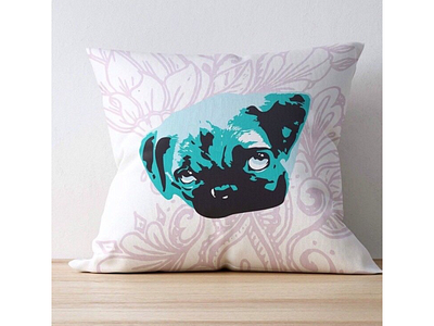 Pug pillow canadian design graphic design mock up pillow pop art pug vancouver island vector vector art zentangle