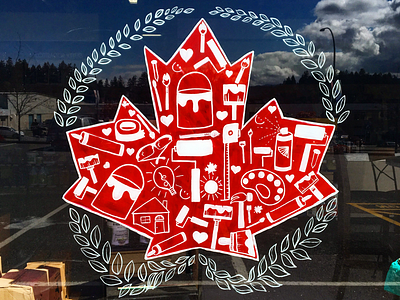 The Eh Team canada design graphic design illustration line art paint painting vancouver island window art window painting