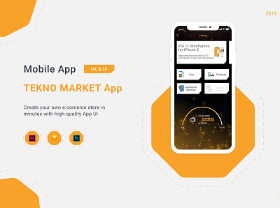 Tekno Market App adobe photoshop adobe xd android app design hexa hexacit uidesign ux