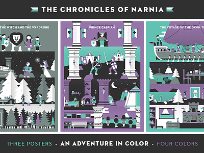 Chronicles of Narnia - All Three color dangerdom dominic flask flat fun illustration lion narnia vector winter