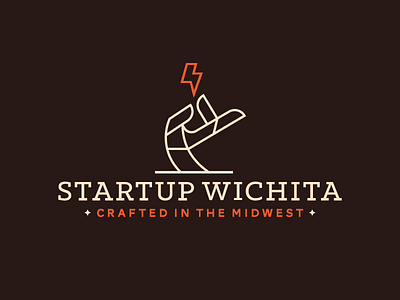 Startup Wichita Logo branding dangerdom dominic flask hand identity illustration lightning line logo startup wichita