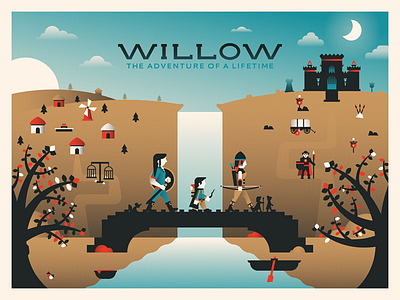 Willow Movie Poster dangerdom design dominic flask flat halftone illustration movie poster process screenprint video willow