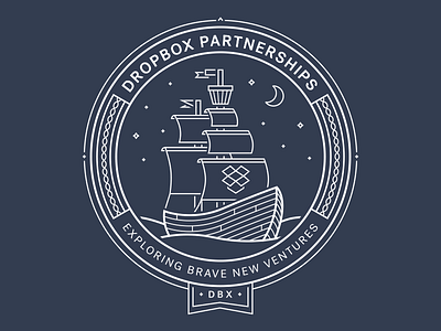 Dropbox Partnerships Team Hoodie badge boat design dropbox hoodie illustration linear moon screenprint sea ship sweatshirt