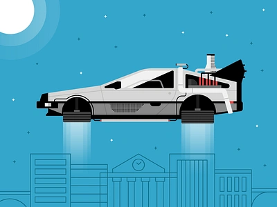 10/52 - Delorean car dangerdom delorean dominic flask future hover illustration mcfly night product uber vector