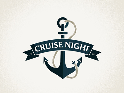 Cruise Night Updated anchor bevel blue branding cruise dangerdom dominic flask identity logo mark night rope typography