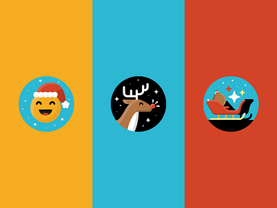 25/52 - Christmas in July badge christmas dangerdom design emoji icon illustration reindeer santa sleigh sticker uber