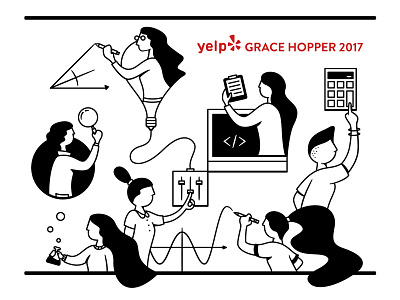30/52 - Grace Hopper connected dangerdom dominic flask engineering ideas illustration math science tech vector women yelp
