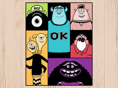 33/52 - Scariest Bunch of Monsters dangerdom design disney dominic flask illustration ink mike monsters photoshop pixar poster sully