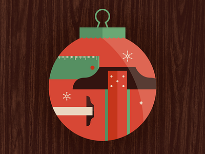 The Third Day of Christmas christmas cute dangerdom dominic flask flat fun green holiday illustration mid century ornament red snowflake t square texture vector wood