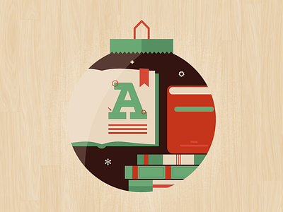 The Fifth Day of Christmas books christmas cute dangerdom dominic flask flat fun green holiday illustration mid century ornament red snowflake texture type typography vector wood