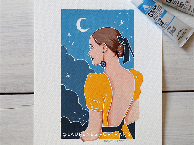 The woman with the knot acryla gouache art book character design fashion gouache illustration painting portrait
