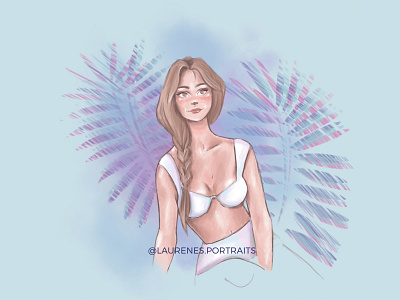 Sunbathing woman book art character design fashion illustration portrait procreate app