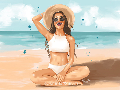 Karoline character design dtiys fashion illustration portrait procreate app summer sun