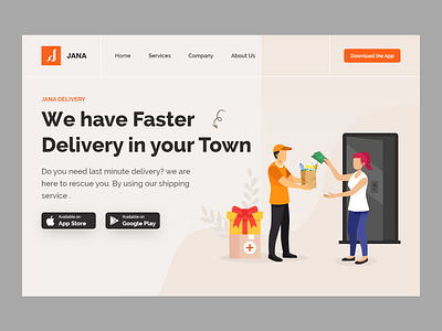 Delivery Landing Page branding delivery services design illustration logo mobileapp tecorb ui userinterface ux vector