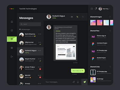 Chat Dashboard Dark Theme