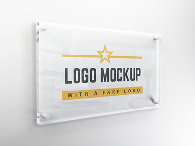 Download Interior Glass Logo Signage Mockup By Mediamodifier On Dribbble