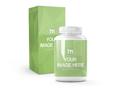 Medical Supplement Bottle And Tall Standing Box Mockup 3d box box mockup mediamodifier medical pills mockup mockup mockup generator pills bottle mockup psd mockup