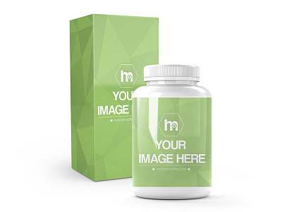 Medical Supplement Bottle And Tall Standing Box Mockup