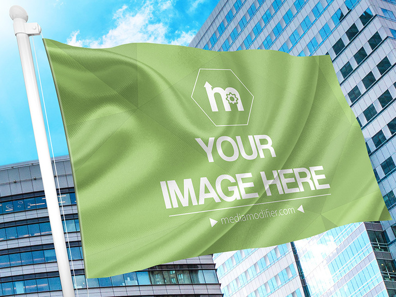 Download Waving Flag Online Mockup Generator by Mediamodifier on Dribbble