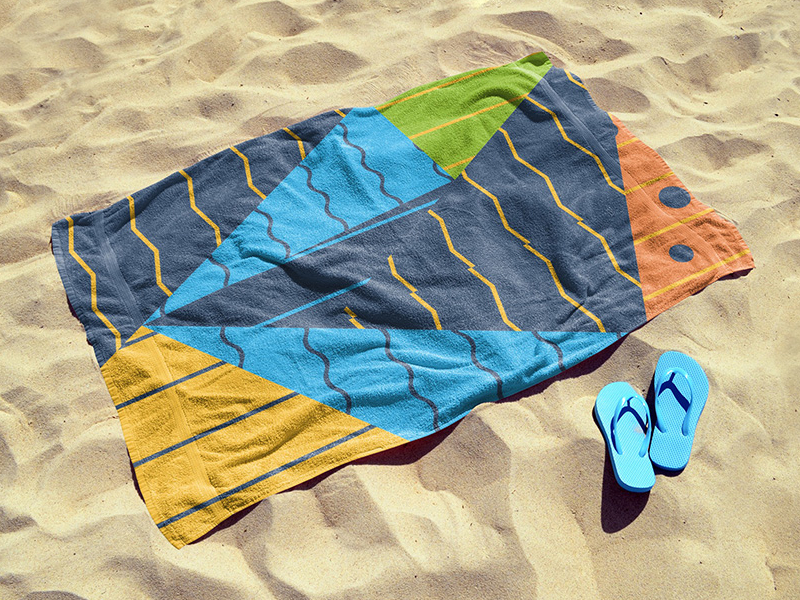 Download Horisontal Beach Towel On Sand Mockup Generator By Mediamodifier On Dribbble