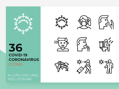 Free Coronavirus Icons avoid cleaning concept coronavirus cough covid-19 crowd flu free freebie health healthcare icons infection line medical pandemic travel virus wearing mask