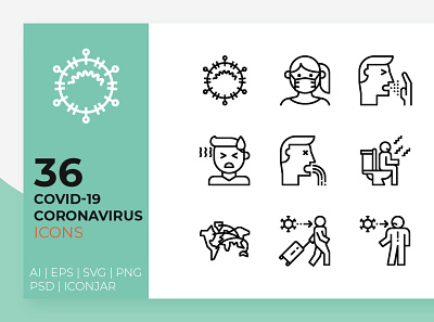 Free Coronavirus Icons avoid cleaning concept coronavirus cough covid 19 crowd flu free freebie health healthcare icons infection line medical pandemic travel virus wearing mask