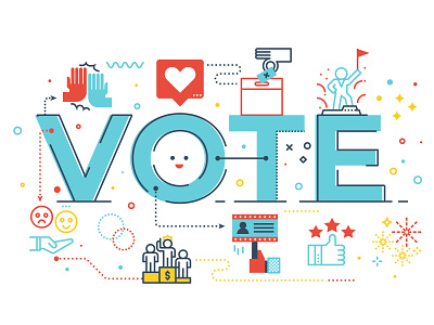Vote Word Illustration concept election icon lettering line vector illustration vote