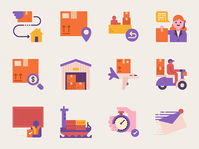 Express delivery service icon set