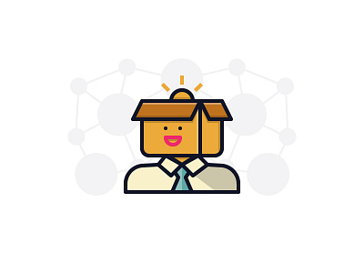 Think outside the box box business creative face icon idea imagination man mind smile think thought