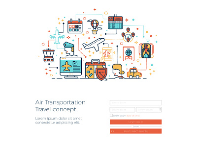 Air transport icon illustration agency air airline booking icon landing page transport transportation travel ui web