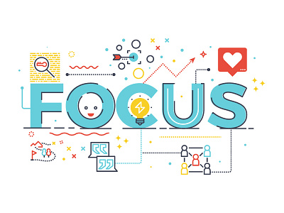 Focus business focus icon illustration lettering word