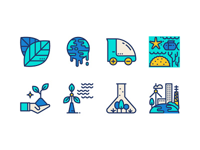 Environment icons car clean coral reef eco ecology electric energy environment global warming green icon line