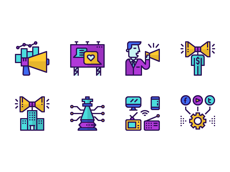 Social media marketing icons by Becris on Dribbble